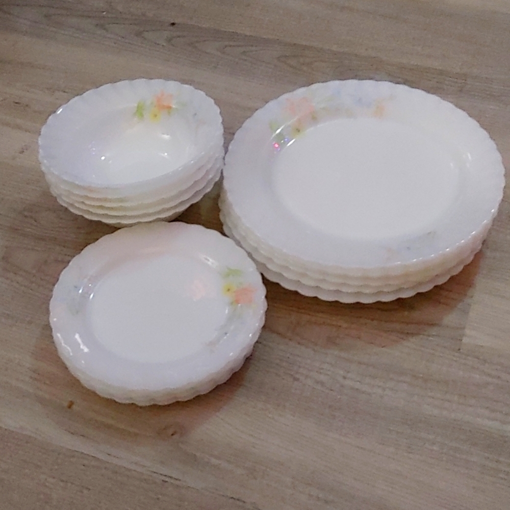 Indopal milk glass set of 16